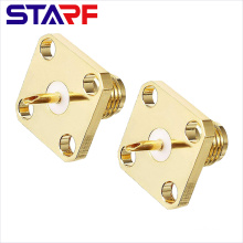 STARF 50ohm Straight female Solder Cup 4 Holes Flang SMA Connector